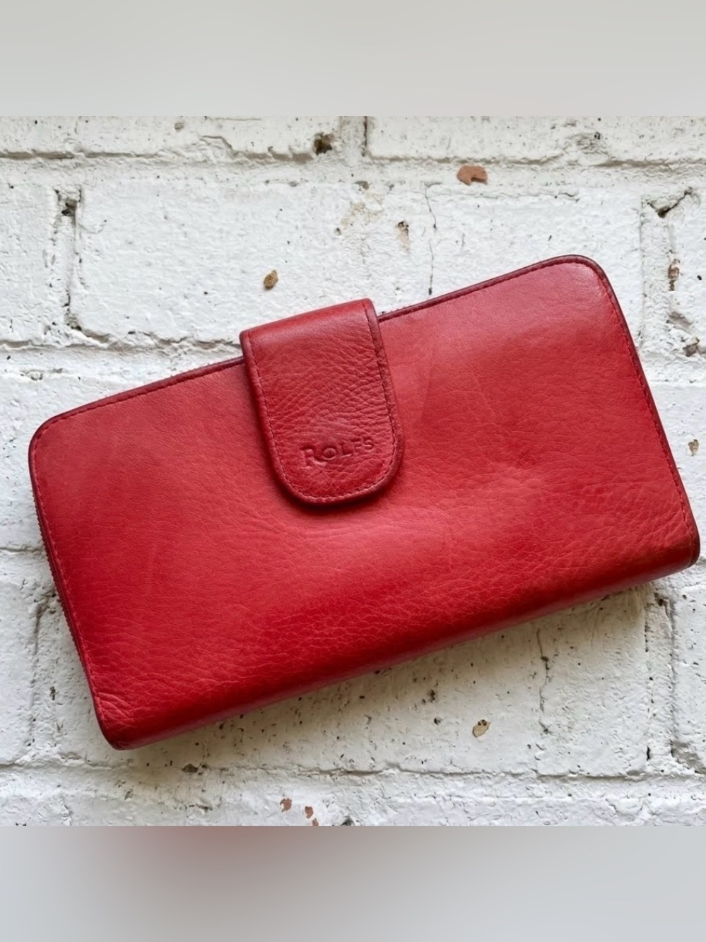 Rolfs Red Leather Zip Wallet